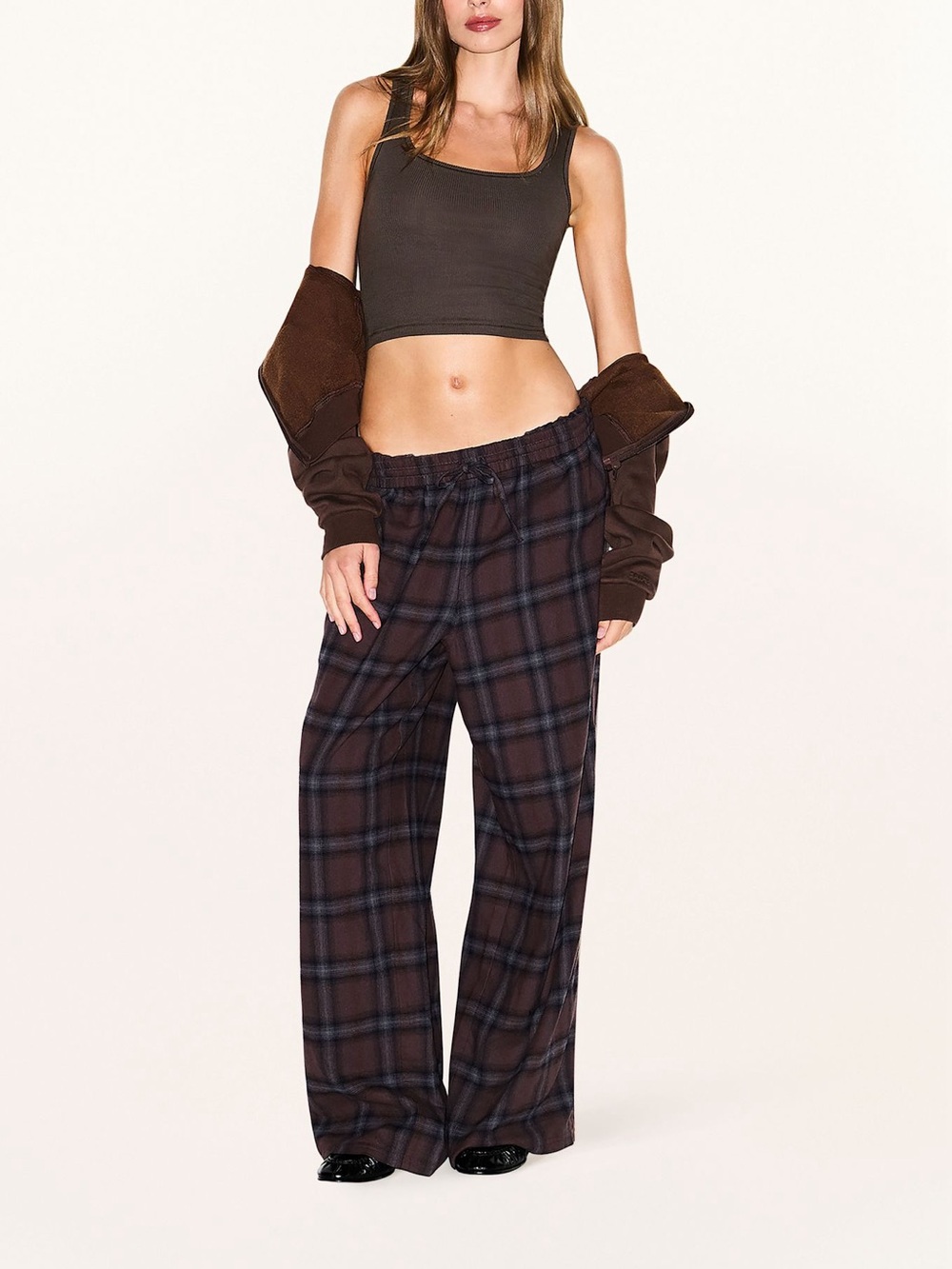 SKIMS FLANNEL UNISEX SLEEP PANTS IN PHOENIX PLAID M - Picture 4 of 6